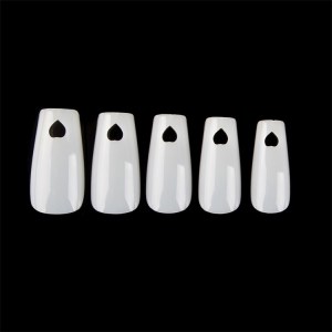 White with Black Heart Press On Nails